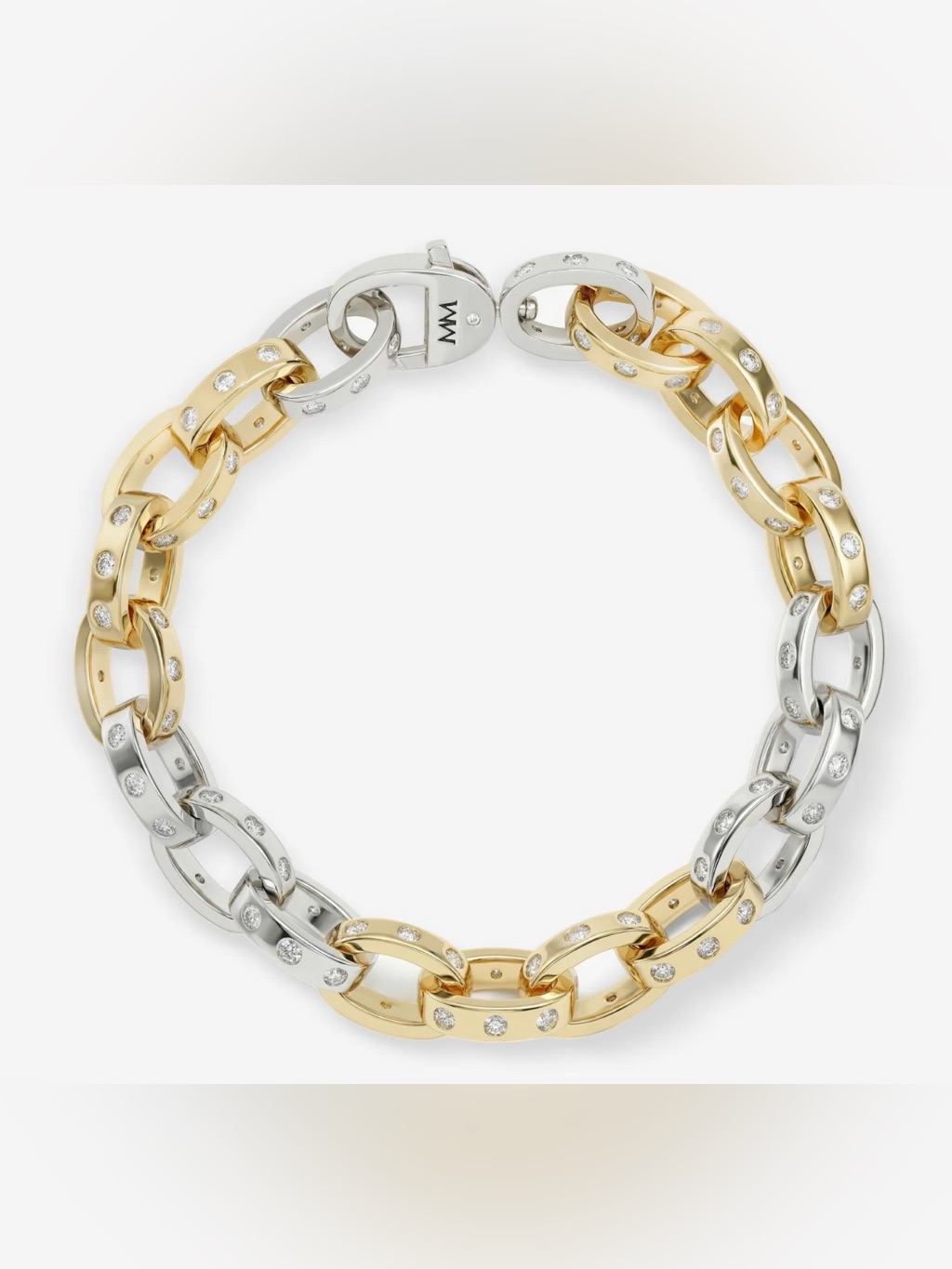Melinda Maria Ashley Chain Link Bracelet 9mm Mixed Metal|White Diamondettes